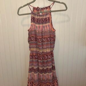 Love Fire Pink and Orange Halter Maxi Sundress